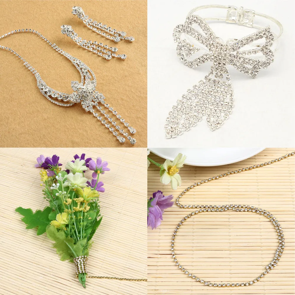 10 Yards/roll Clear Crystal Plating Cup Chain Sew-On Rhinestones With Crystal Color Metal