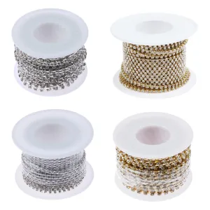 10 Yards/roll Clear Crystal Plating Cup Chain Sew-On Rhinestones With Crystal Color Metal