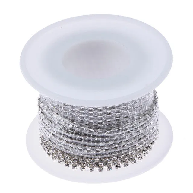 10 Yards/roll Clear Crystal Plating Cup Chain Sew-On Rhinestones With Crystal Color Metal