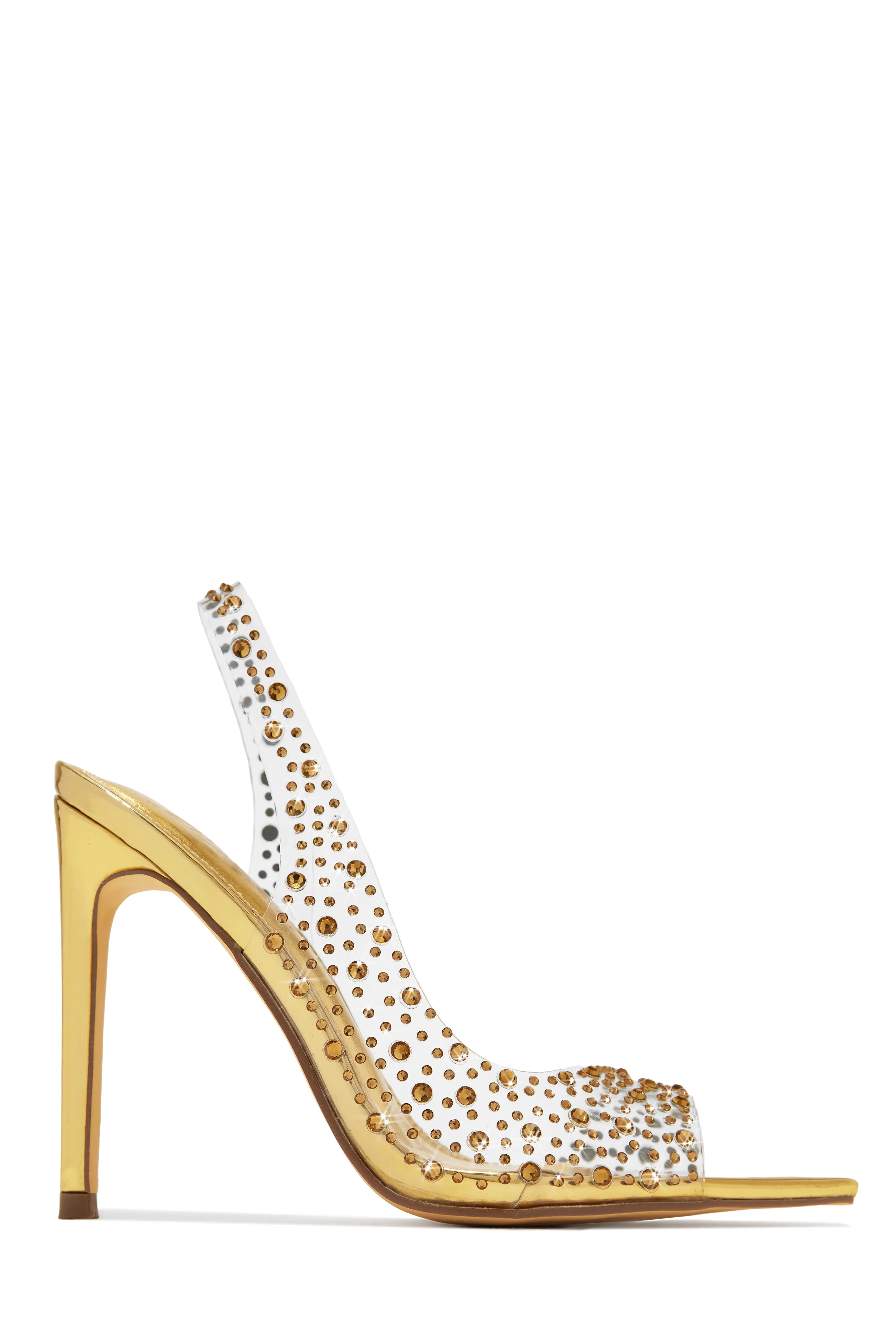 Analezi Embellished Peep Toe Heels - Pink