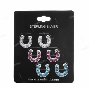 AWST INT'L STERLING SILVER CRYSTAL HORSE SHOES EARRINGS