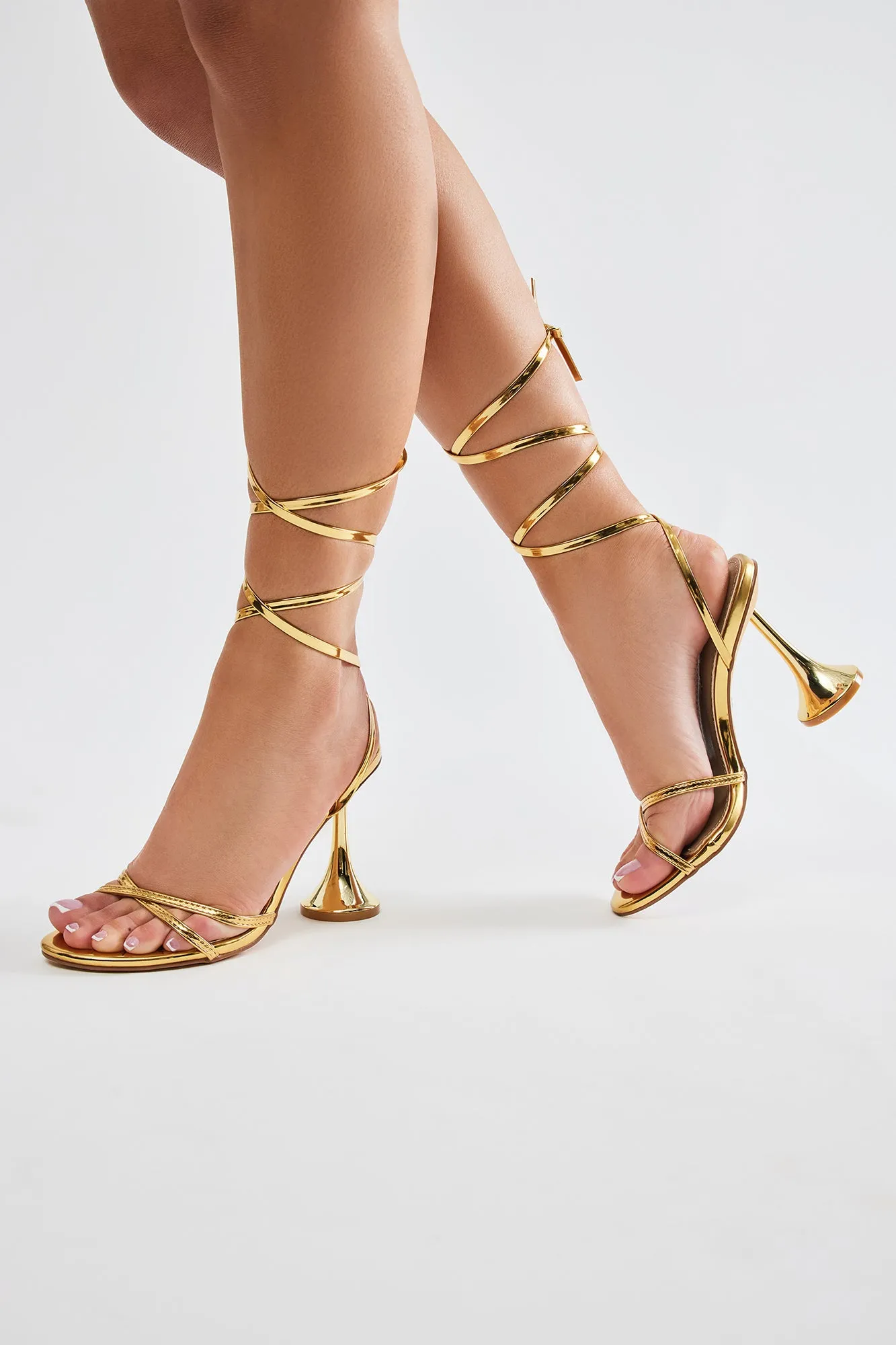 Blind Love Wrap Up Heels - Gold