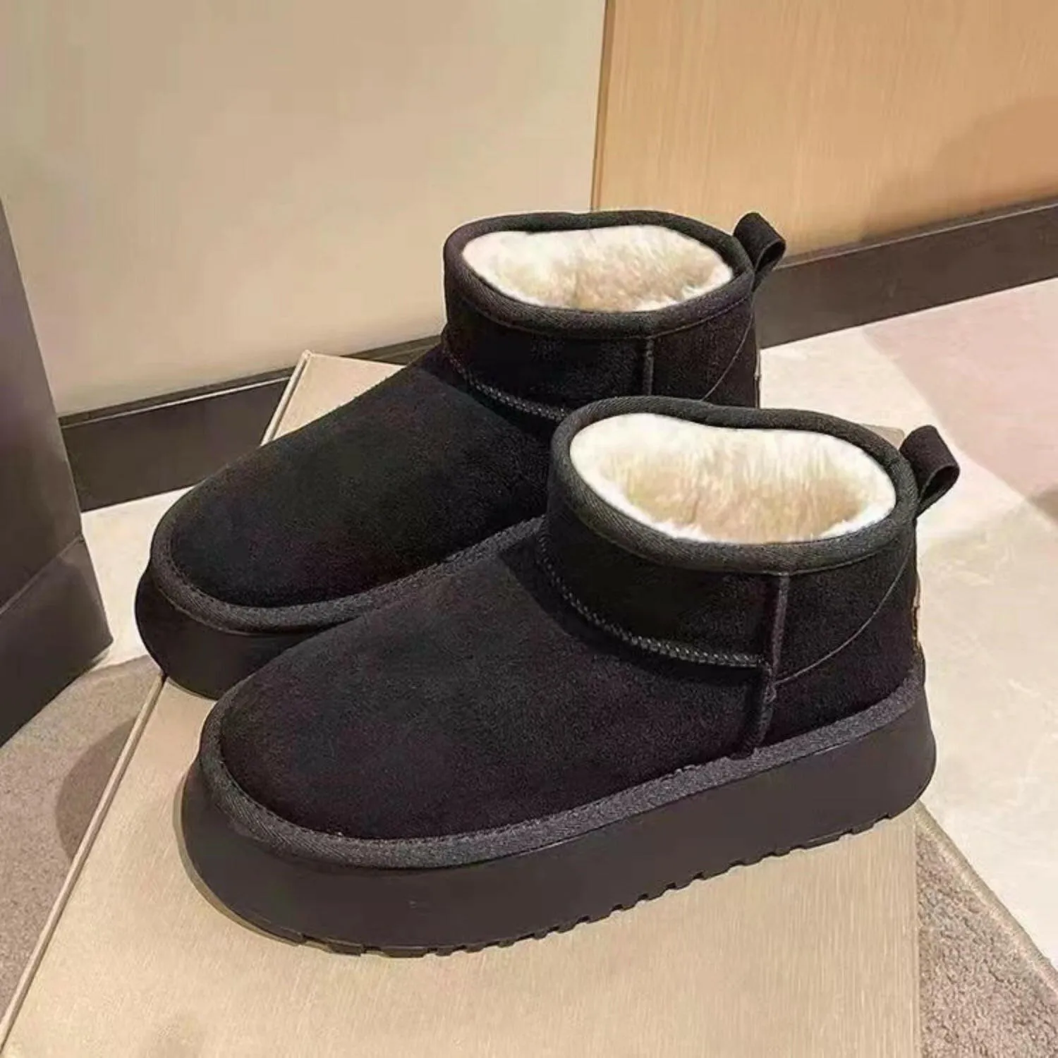 Fleece Lined Platform Mini Boots