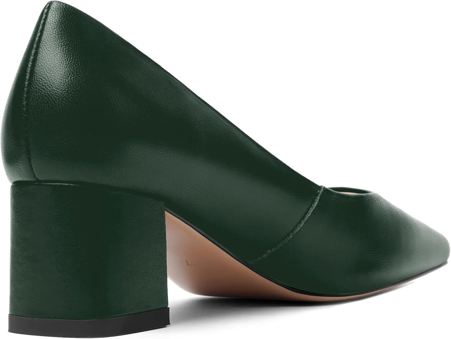 FOGEENA Womens Solid Party Square Toe Slip On Casual Matte Leather Chunky Low Heel Pumps Shoes 2.2 Inch