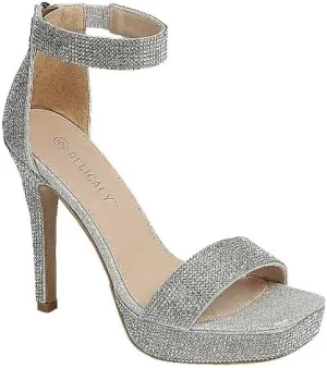 Forever Link Women's Rhinestone Open Square Toe Ankle Strap Stiletto Heel Sandals Party Shoes Bonus-25