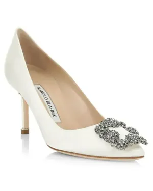 Hangisi 70 Satin Pump in Light Cream