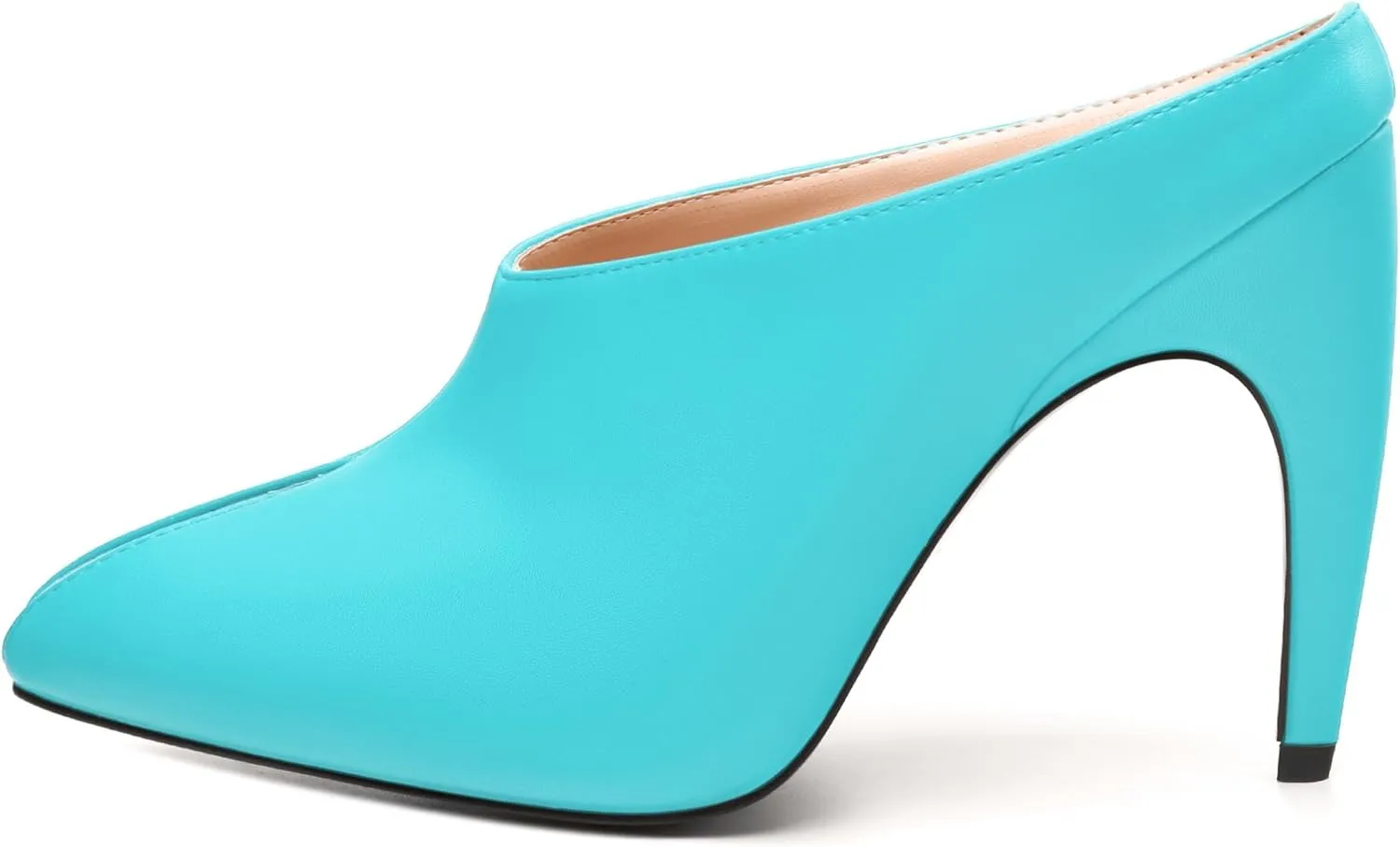 JUSTDANNI Mules for Women Heels Peep Open Toe Stiletto High Heel Sandals Slingback Slip On Comfortable Casual Wedding Office Dating Dress Shoes