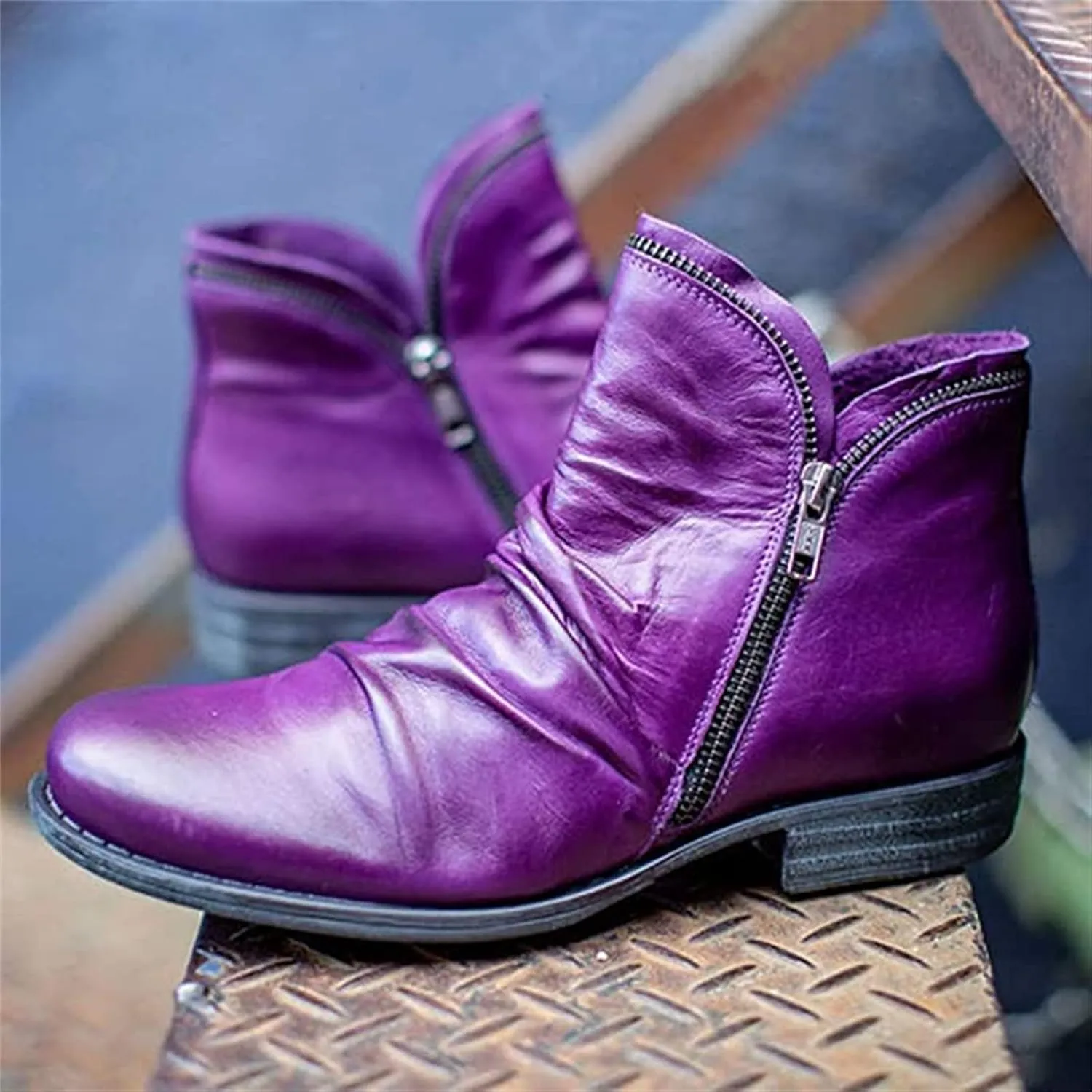 Lausiuoe Boots For Women Ankle Booties Flat Heel Western Shoes Ladies Casual Dressy Comfortable Fashion Short Booties