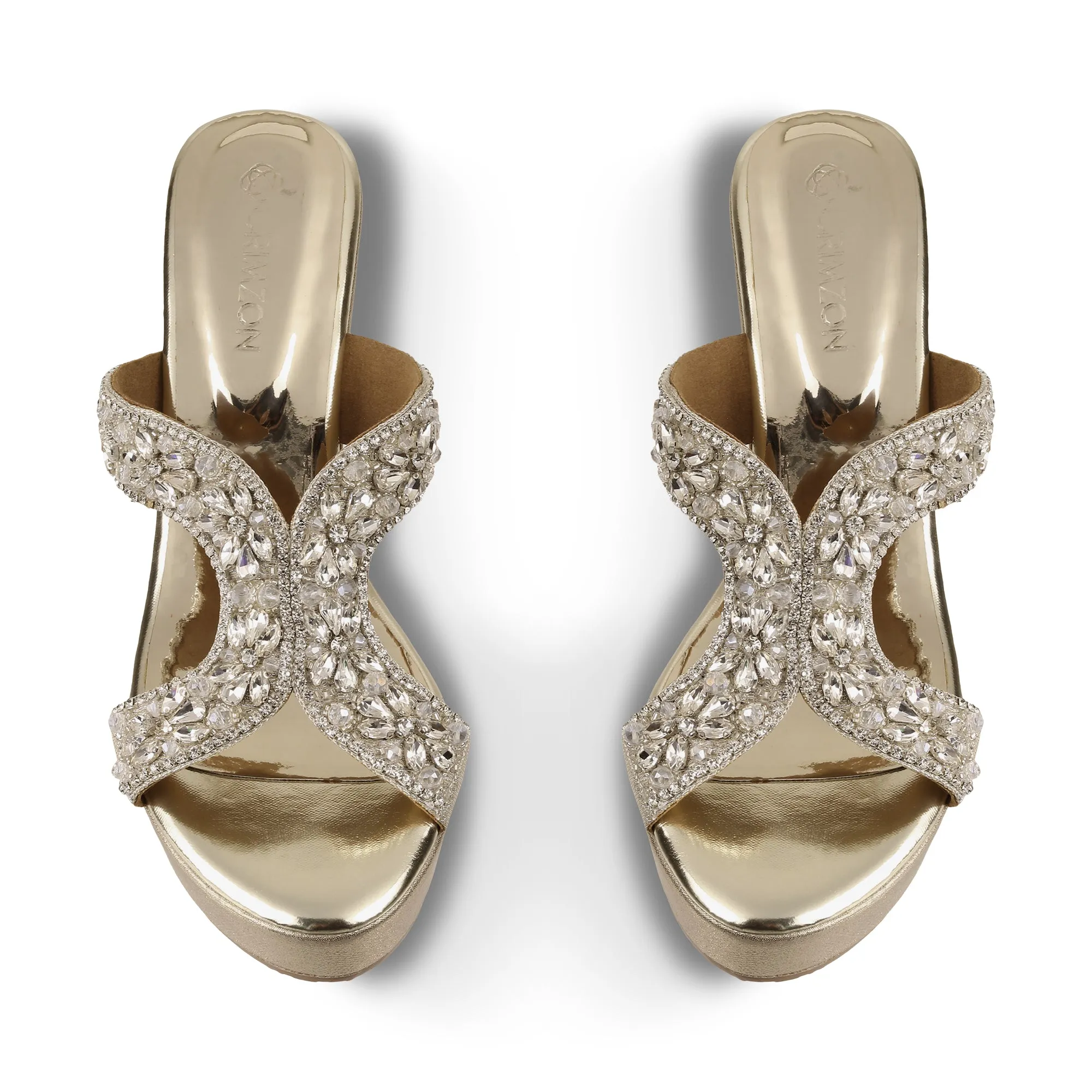 NORAH- GOLD EMBELLISHED WEDGES