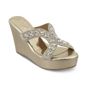 NORAH- GOLD EMBELLISHED WEDGES