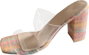 Open Toe Ankle Strap Low Block Chunky Heel Sandals And The United States Crystal Stripes Flower Color High