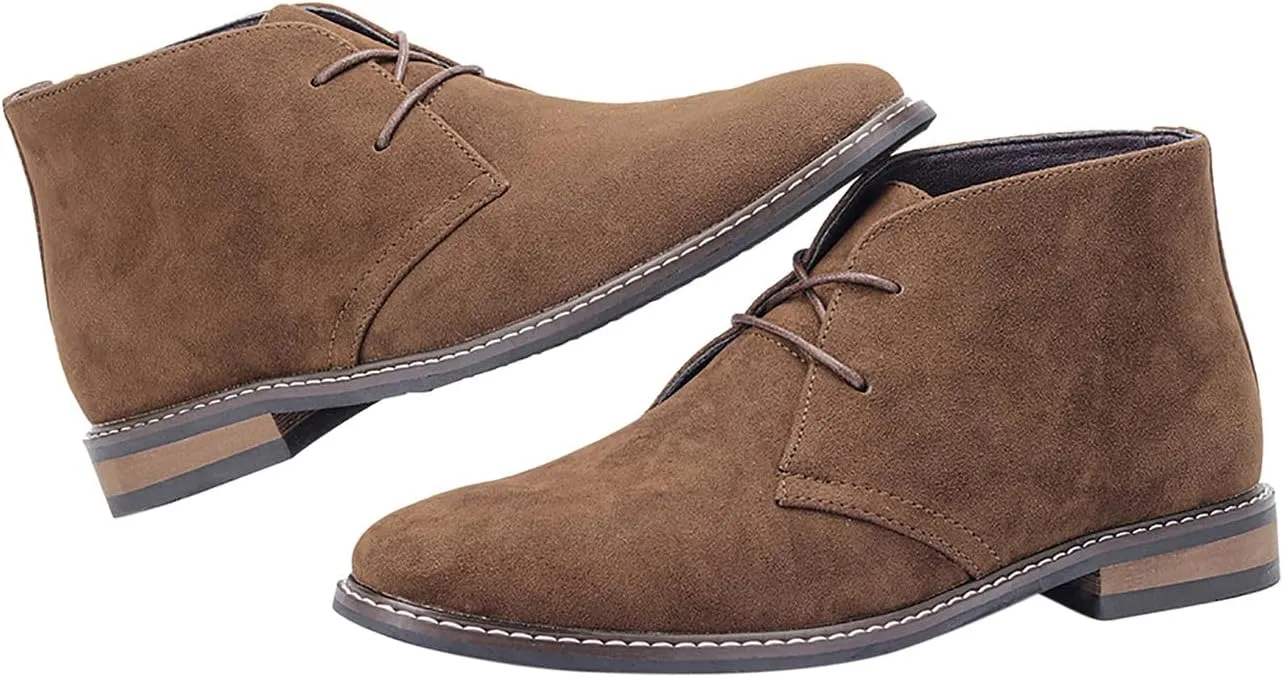 Santimon Chukka Boots Mens Casual Dress Suede Leather Prom Wedding Cowboy Boots Men's Fashion Formal Ankle Western Chelsea Boots