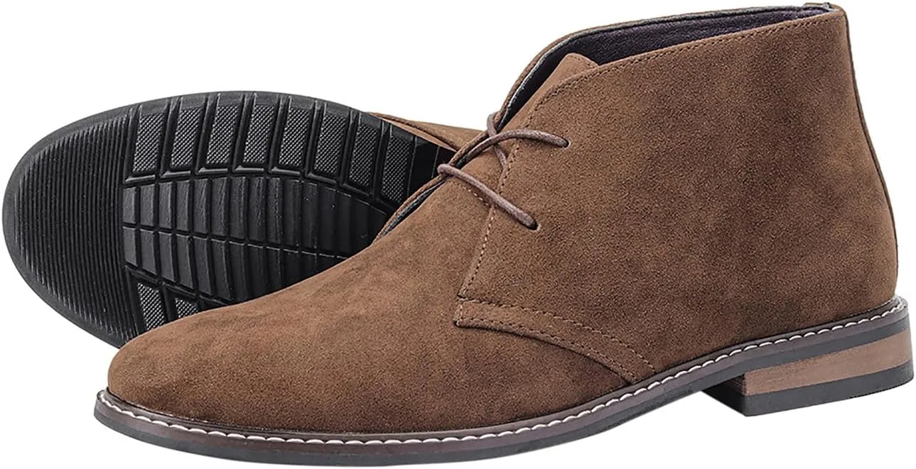 Santimon Chukka Boots Mens Casual Dress Suede Leather Prom Wedding Cowboy Boots Men's Fashion Formal Ankle Western Chelsea Boots
