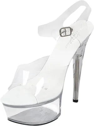 Women'S Heeled Sandals Fine With Platform Sandals Transparent Crystal Shoes Kitten5CM