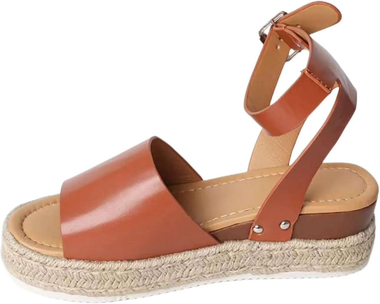 Women's Open Toe Buckle Ankle Strap Platform Wedge Sandals Casual Comfortable Dressy Summer Shoes Slip On Beach Walking Shoes for Summer Outdoor Casual