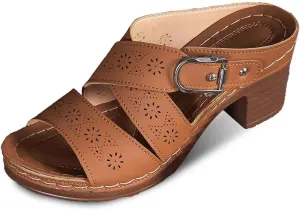 Women's Summer Slippers Open Toe Wedge Sandals with Buckle Strap Comfortable Casual Beach Shoes for Daily Wear