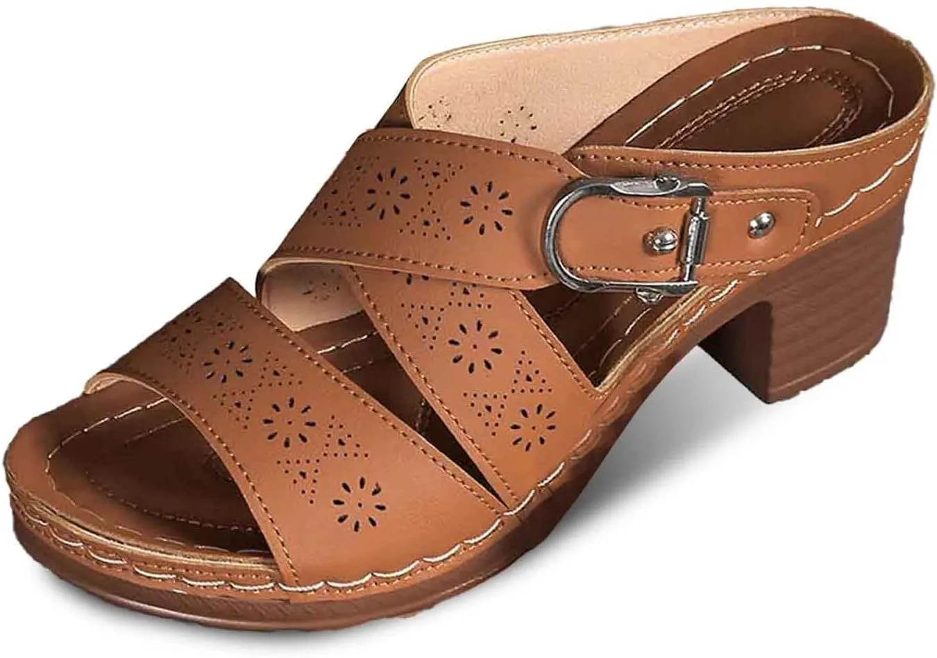 Women's Summer Slippers Open Toe Wedge Sandals with Buckle Strap Comfortable Casual Beach Shoes for Daily Wear